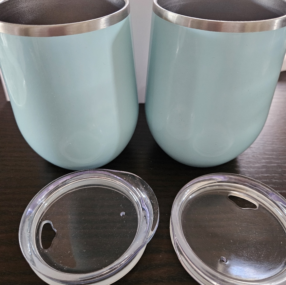 PRE-OWNED, TWO 12 oz Stainless Steel wine tumblers